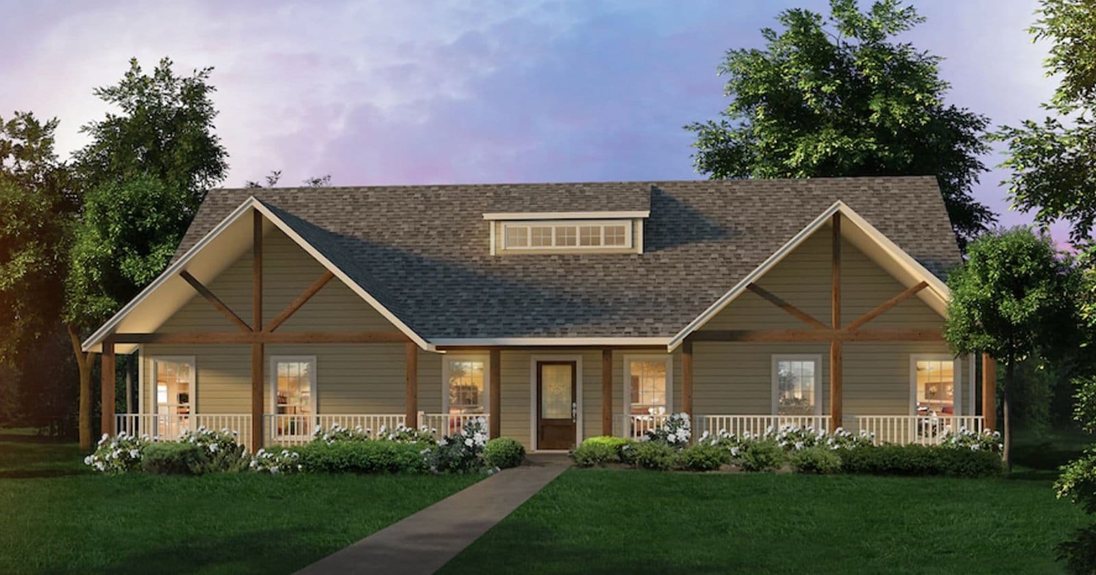 Ponderosa B custom home elevation - 4 Bed / 2.5 Bath / 2,108 Sq Ft