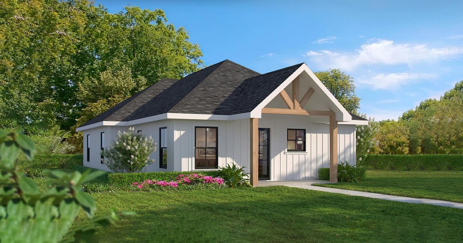 Henderson B custom home elevation - 3 Bed / 2 Bath / 1,200 Sq Ft