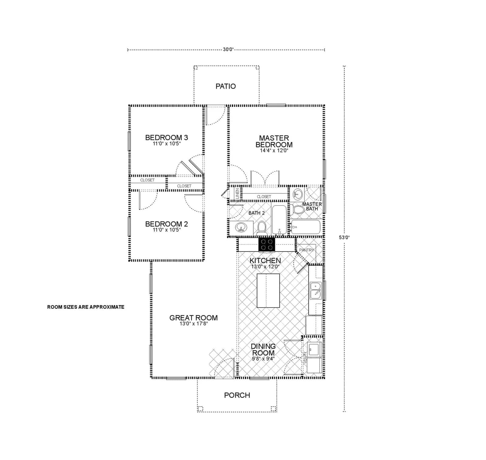 Henderson B custom home floor plan - 3 Bed / 2 Bath / 1,200 Sq Ft