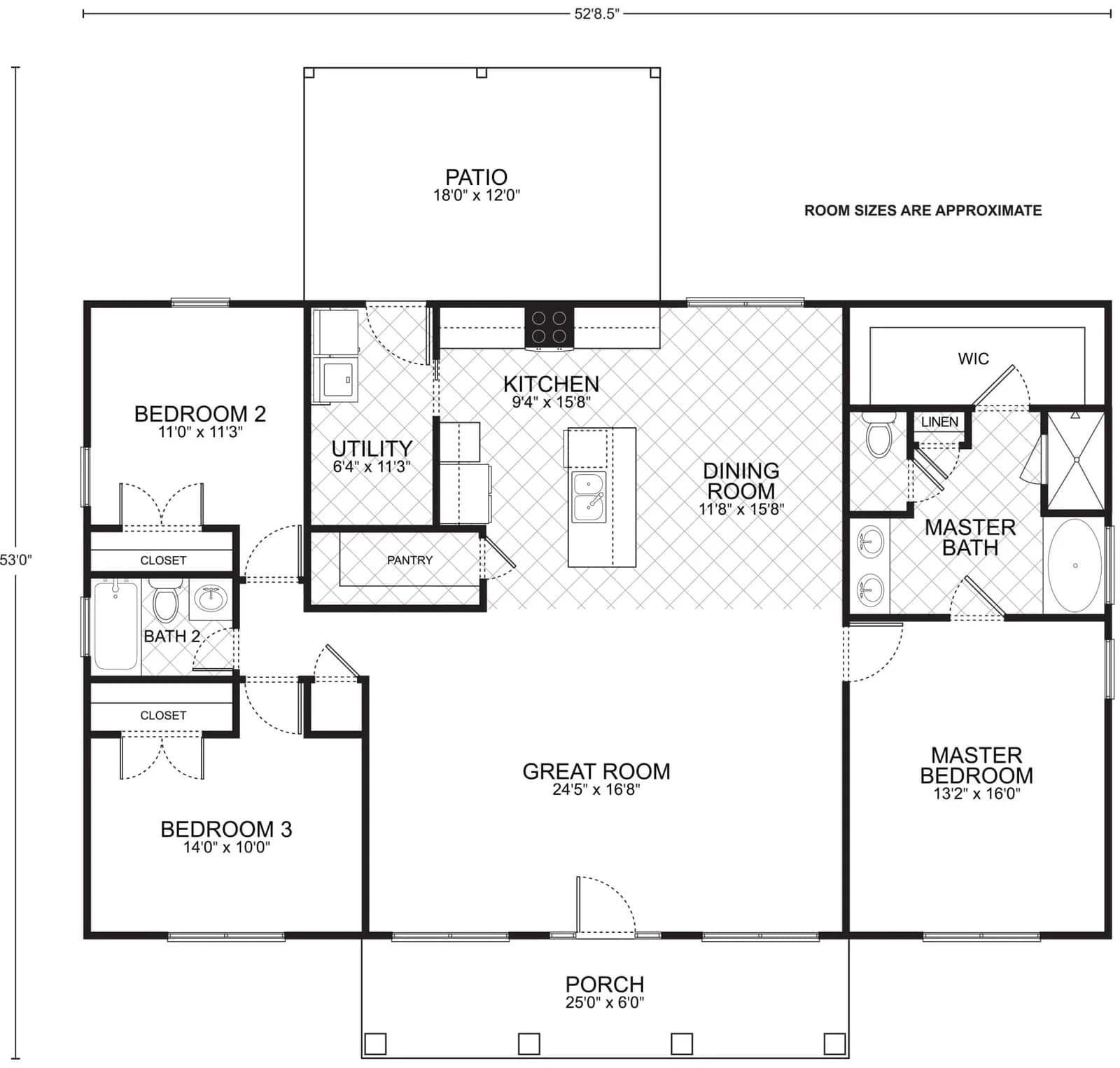 Karlsbad custom home floor plan - 3 Bed / 2 Bath / 1,729 Sq Ft
